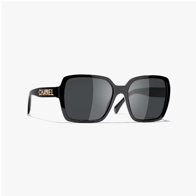 CHANEL-SQUARE SUNGLASSES Acetate Black - LuxuryEva