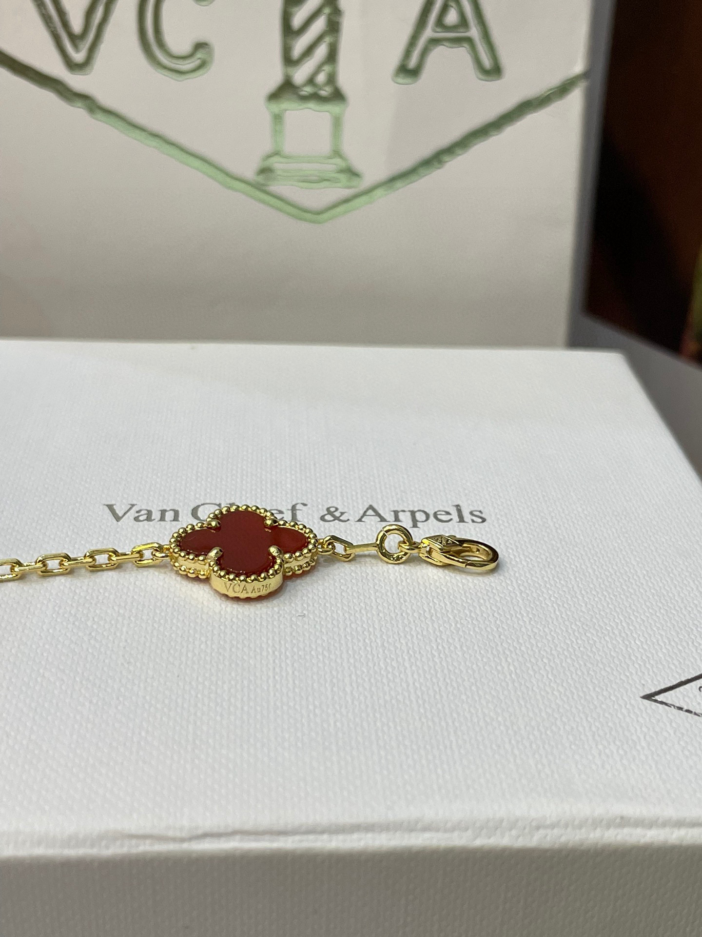 Van Cleef & Arpels Five-Flower Natural Red Carnelian Bracelet Set - LuxuryEva