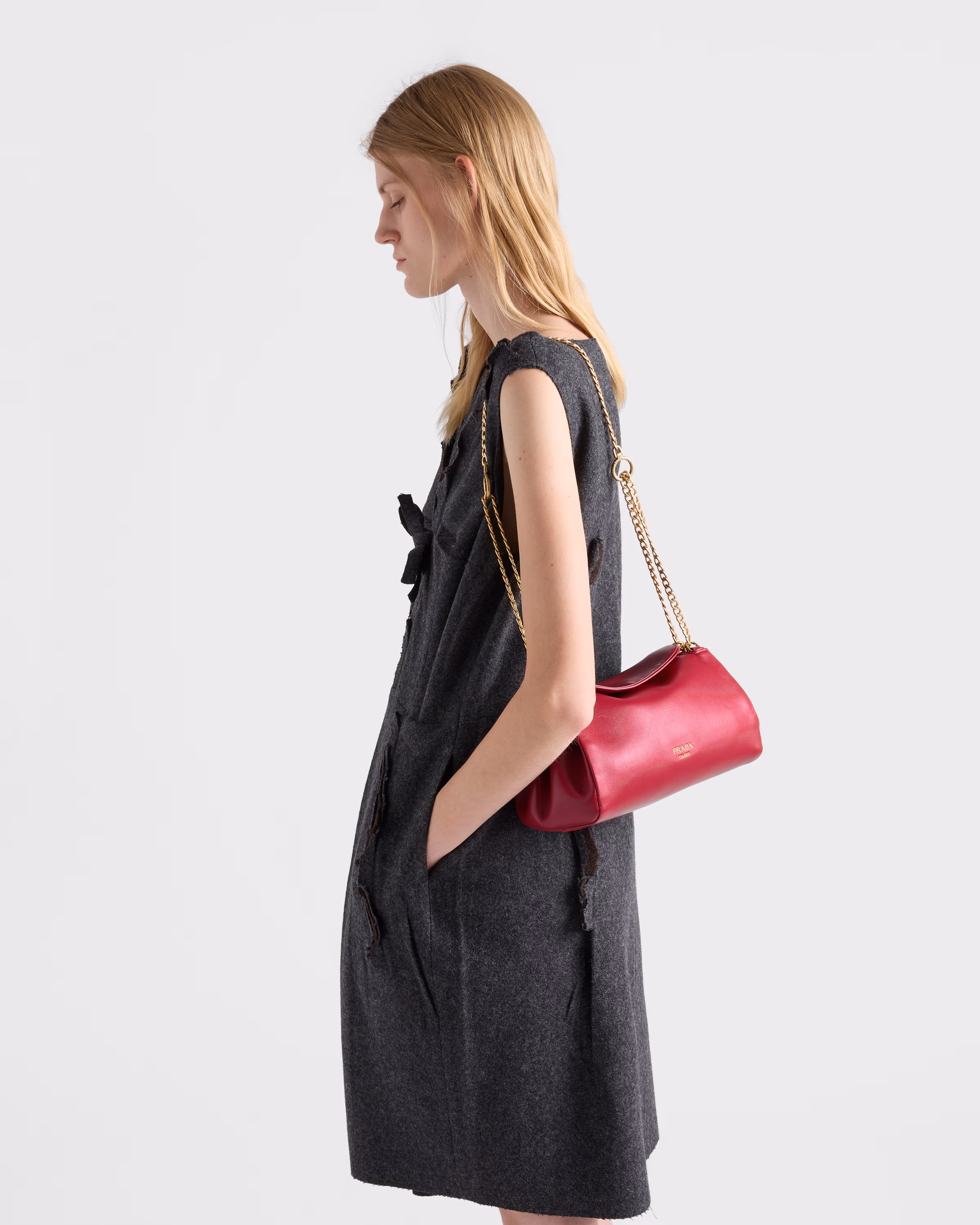 Prada Tumulte small nappa leather bag-Cherry - LuxuryEva