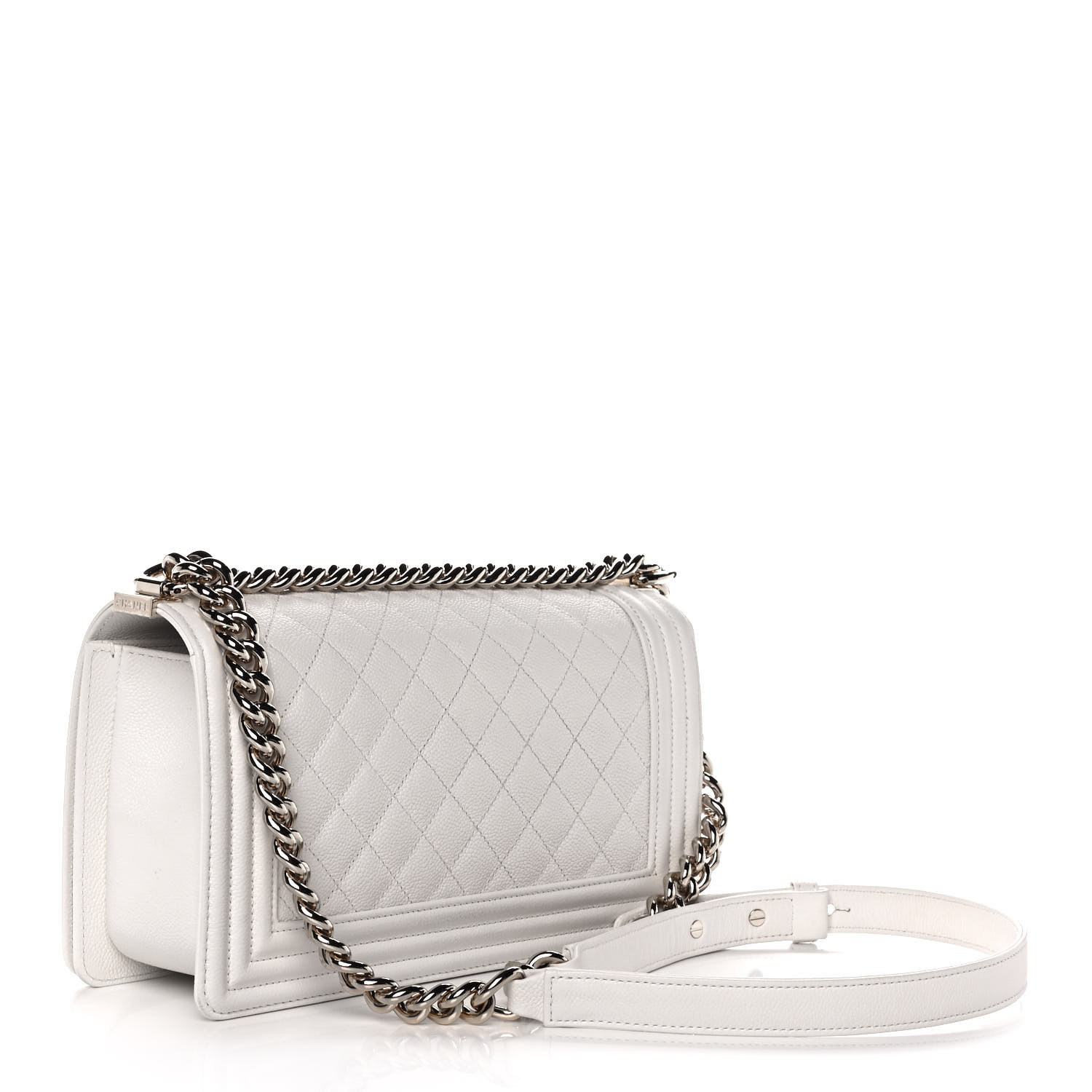 White / Nude Quilted Caviar Medium - LuxuryEva