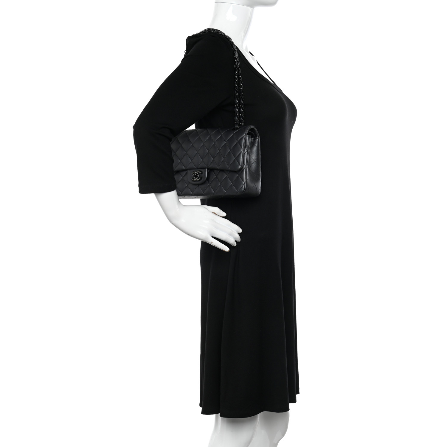 Lambskin Quilted Medium Double Flap So Black - LuxuryEva