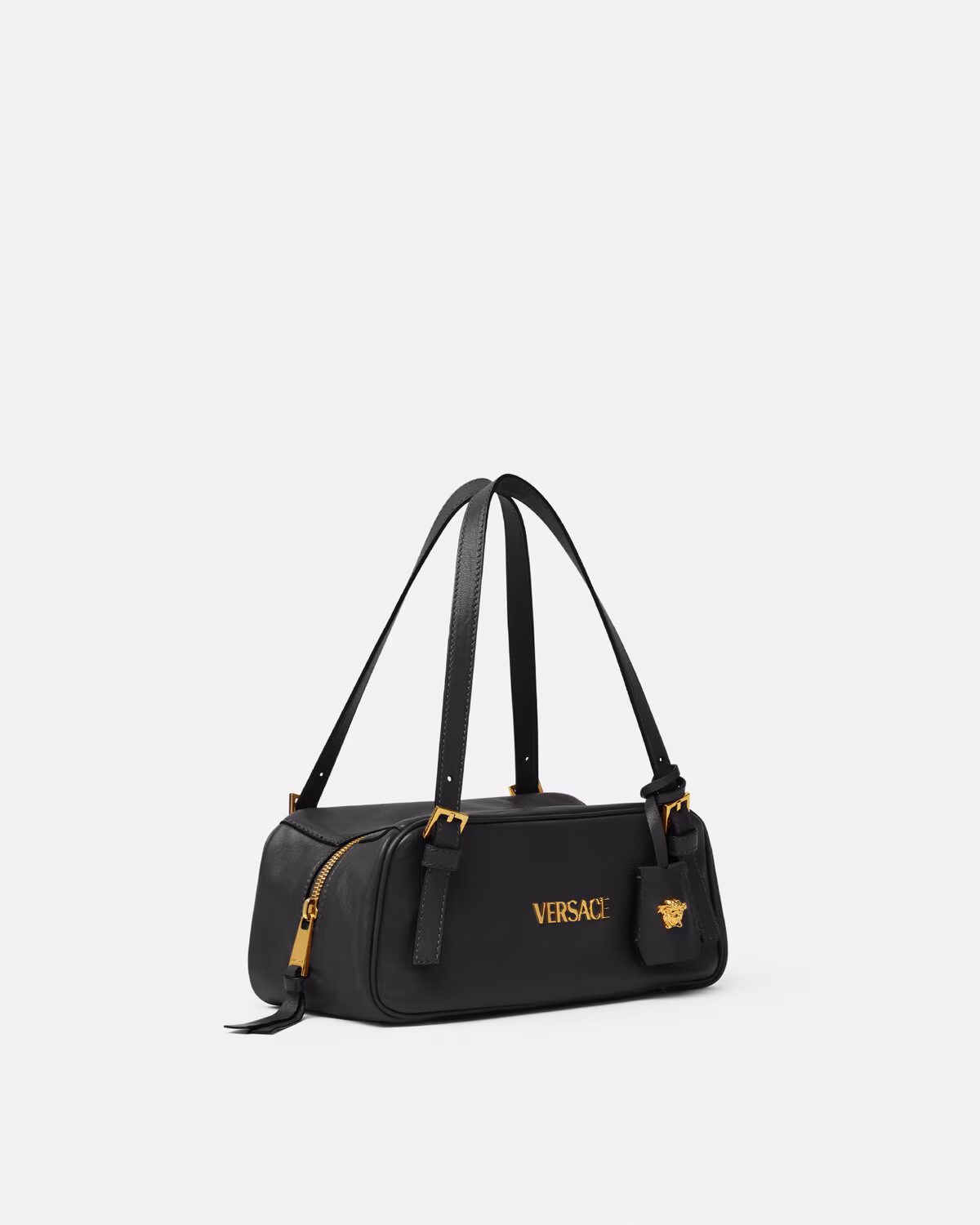 Versace Tag Bowling Bag-Black&Gold - LuxuryEva