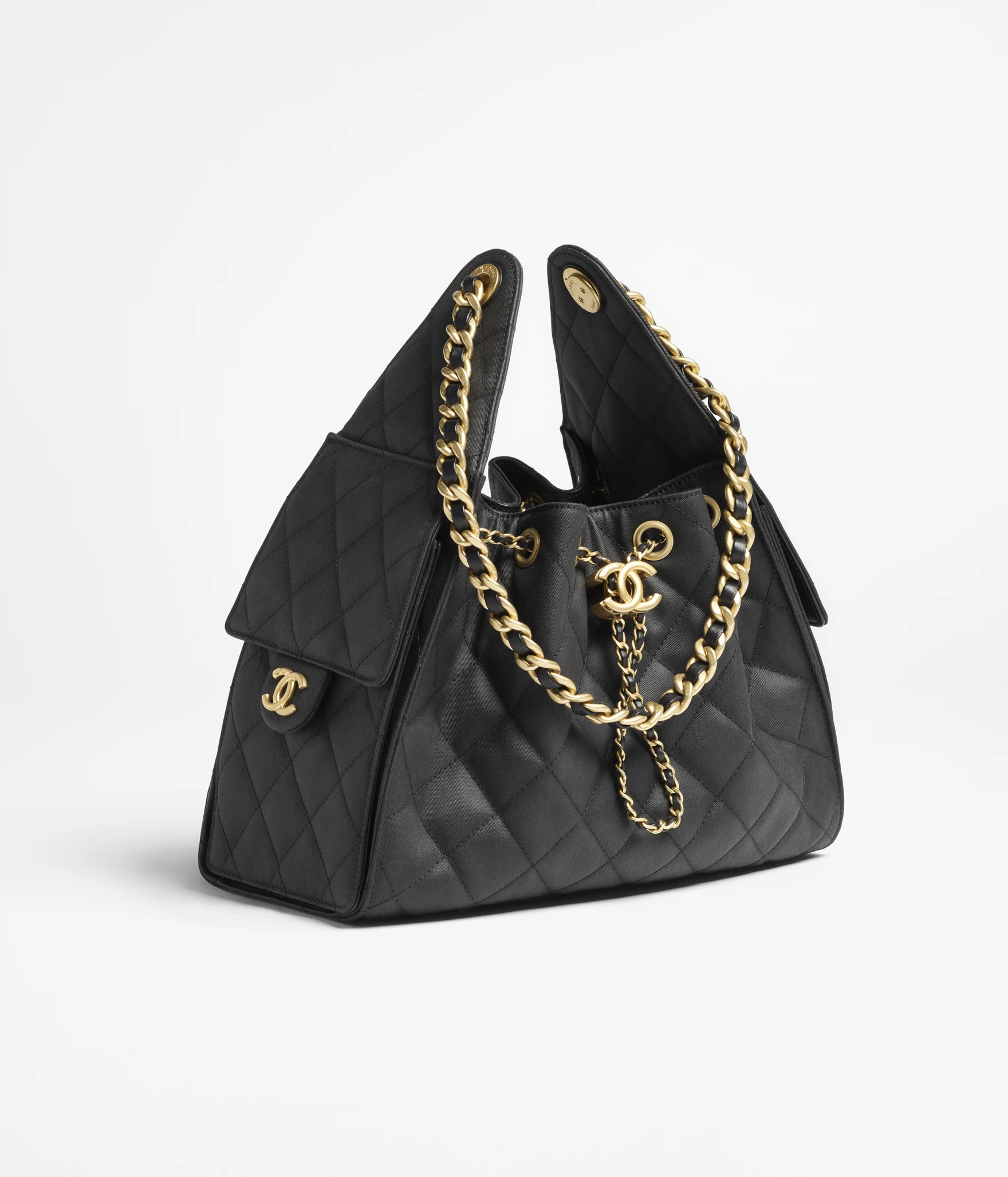 CHANEL 25 Small Handbag Canvas & Gold-Tone Metal  Black - LuxuryEva