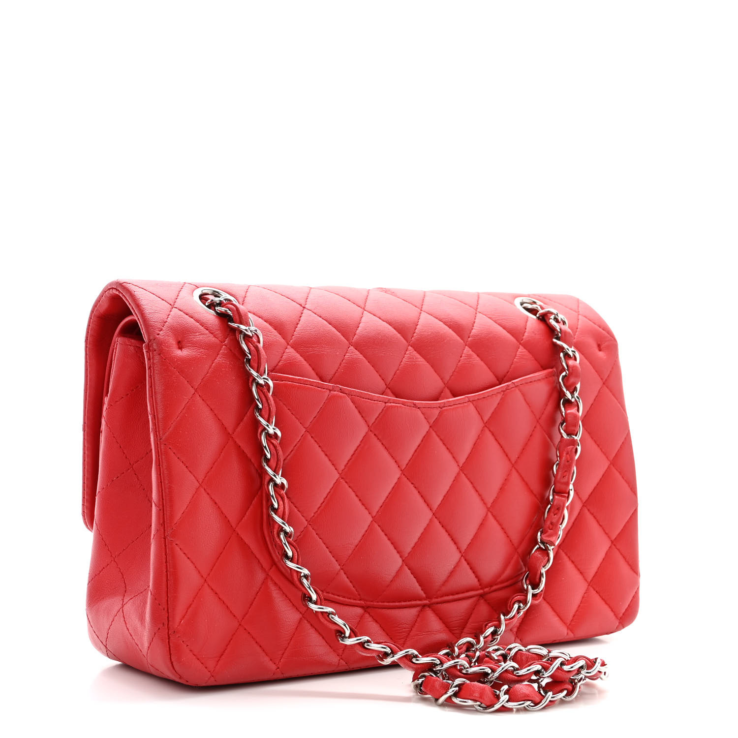 Lambskin Quilted Medium Double Flap Red - LuxuryEva