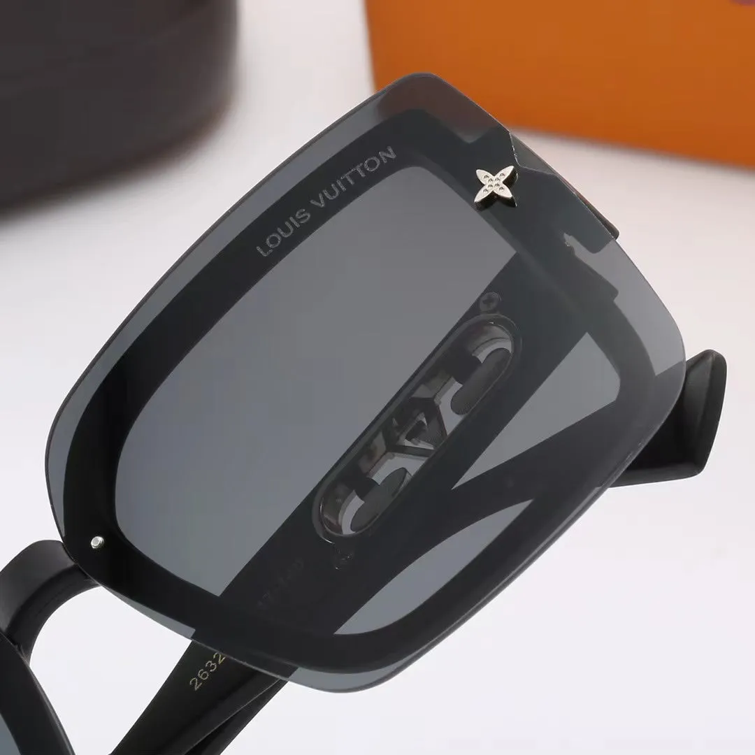 LV 6-color fashion four-leaf clover hollow letter temple sunglasses - LuxuryEva