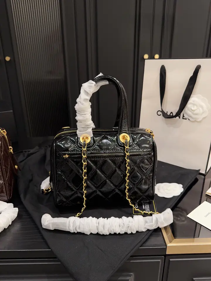 Chanel 25A Bowling Bag – Glossy Calfskin - LuxuryEva