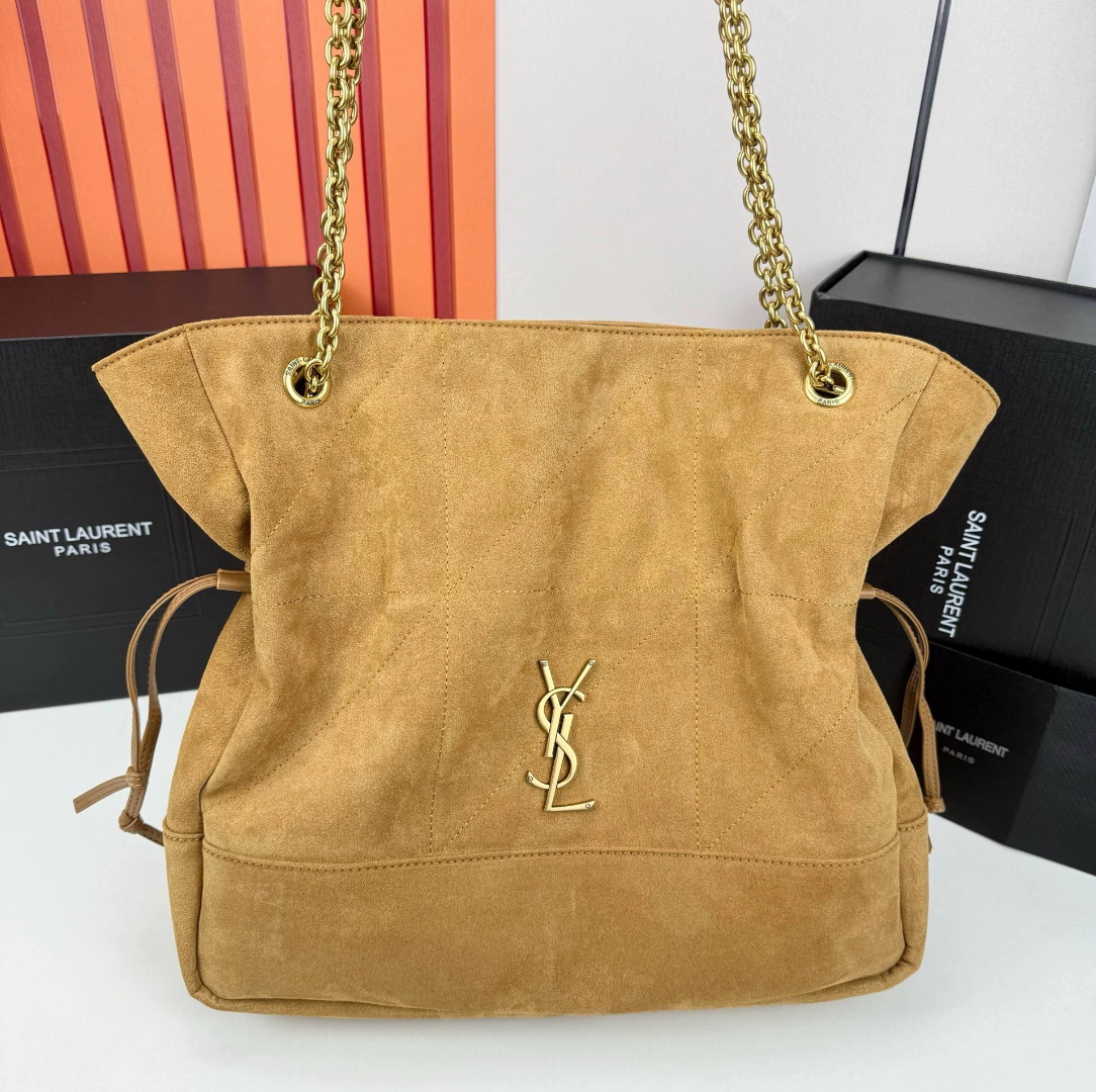 YSL JAMIE shopping in suede-GOLDEN LEAF - LuxuryEva
