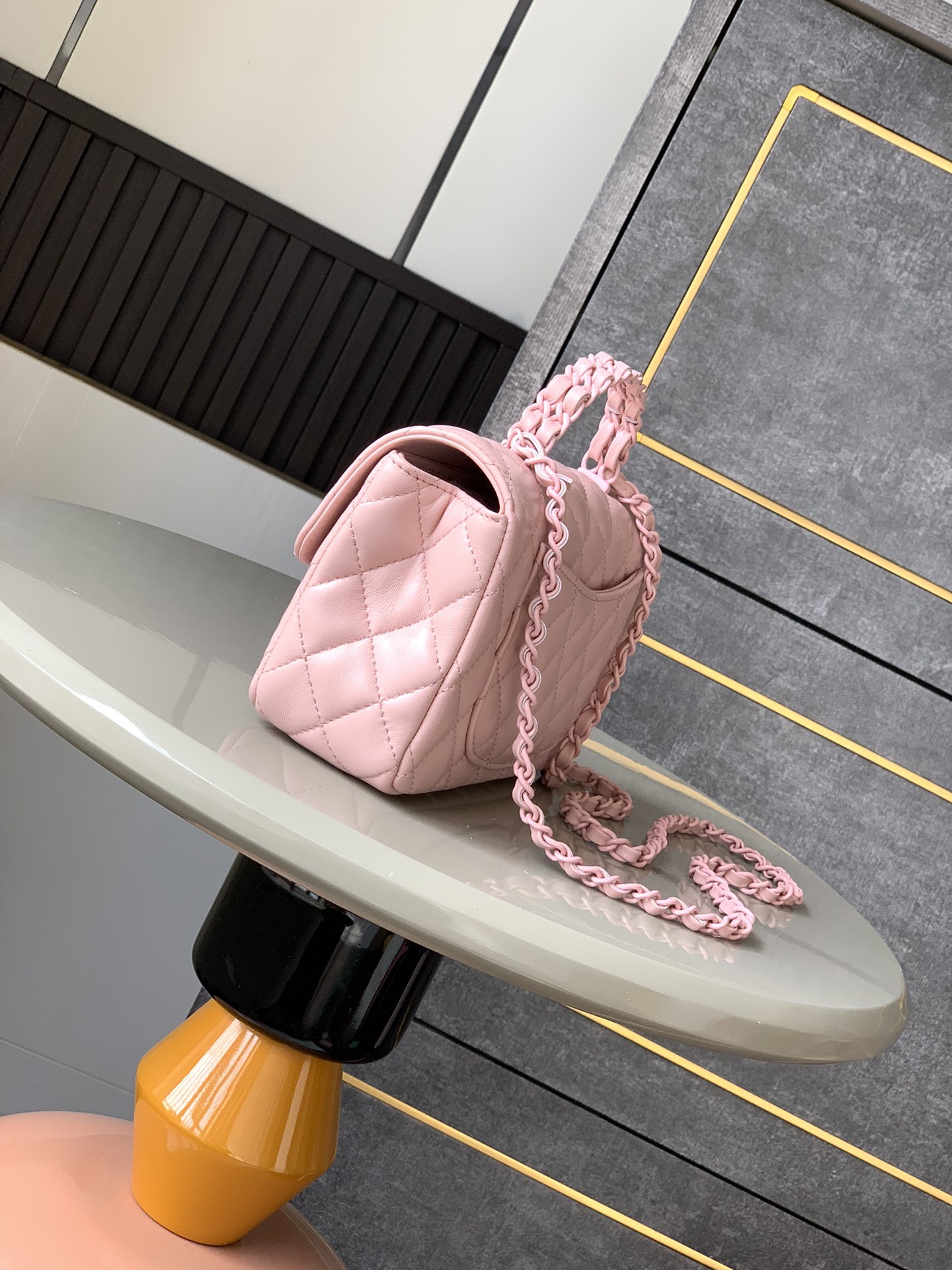 Chanel Mini Flap Bag with Top Handle-Light Pink - LuxuryEva