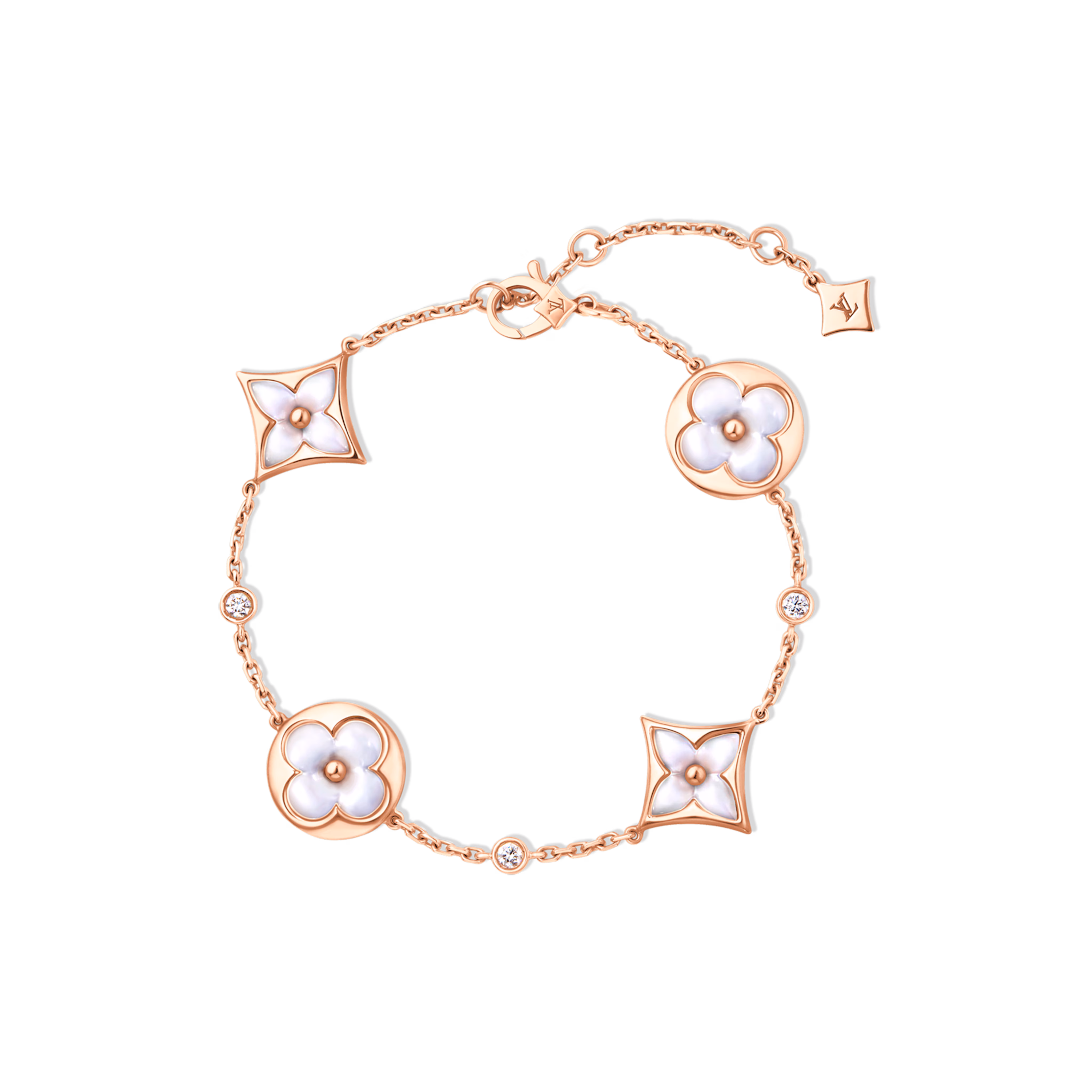 LV Color Blossom BB Multi-Motif Bracelet, Pink Gold, White Mother-Of-Pearl and Diamonds Q95596 - LuxuryEva