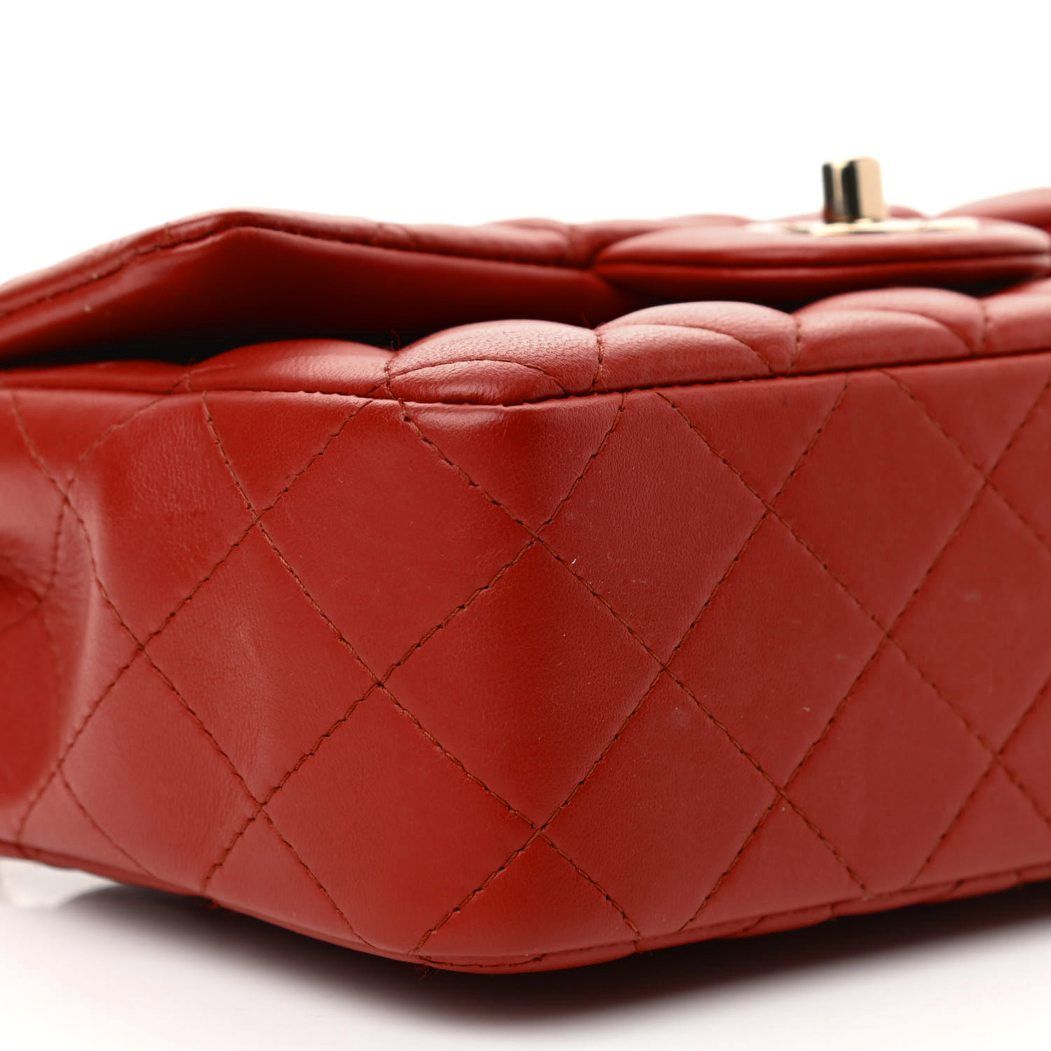 Lambskin Quilted Mini Rectangular Flap - Red - LuxuryEva