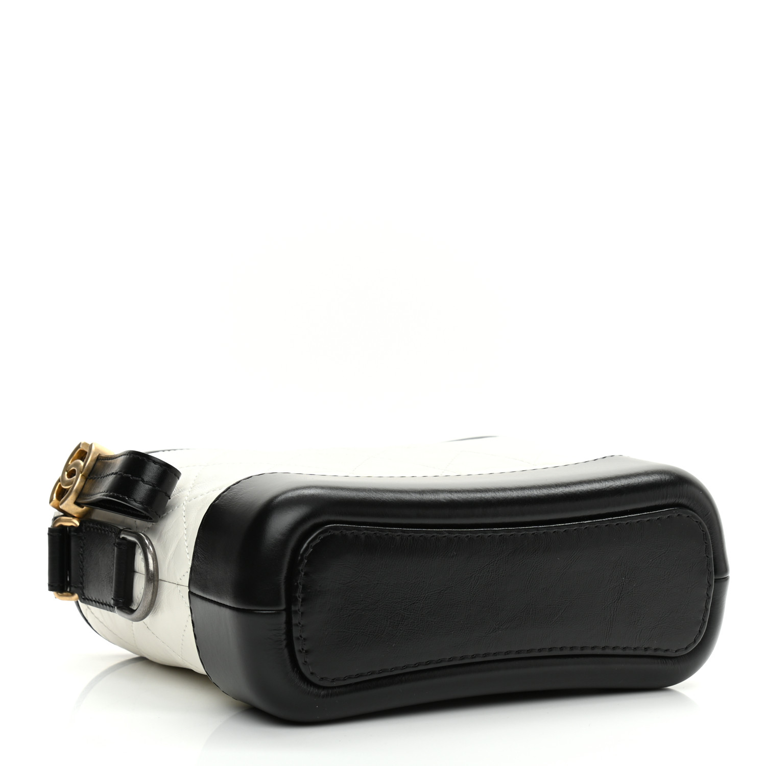 Aged Calfskin Quilted Small Gabrielle Hobo Black White - LuxuryEva