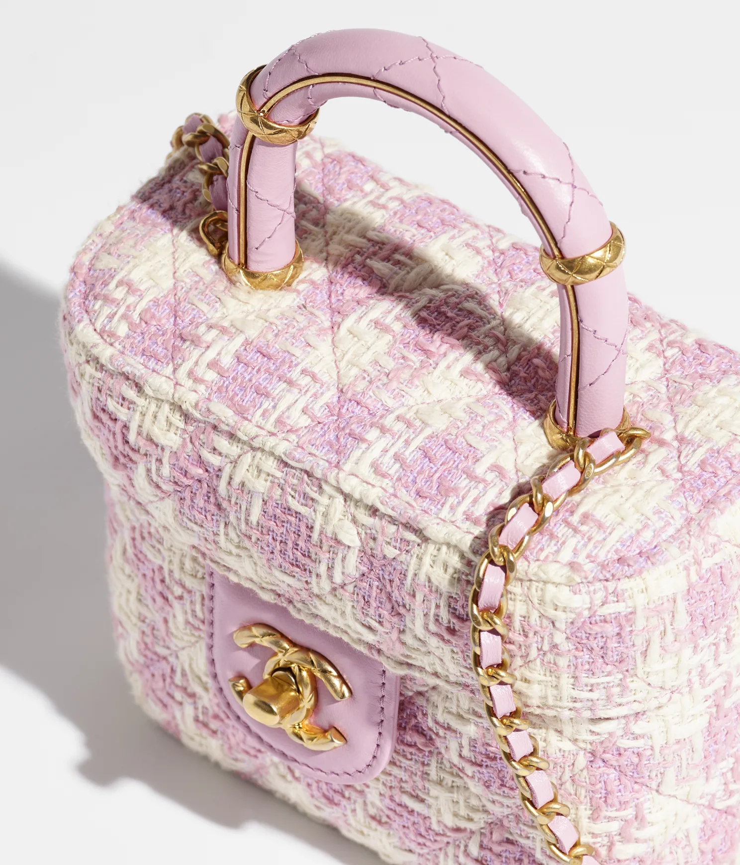 SMALL VANITY CASE-Pink & Ecru - LuxuryEva