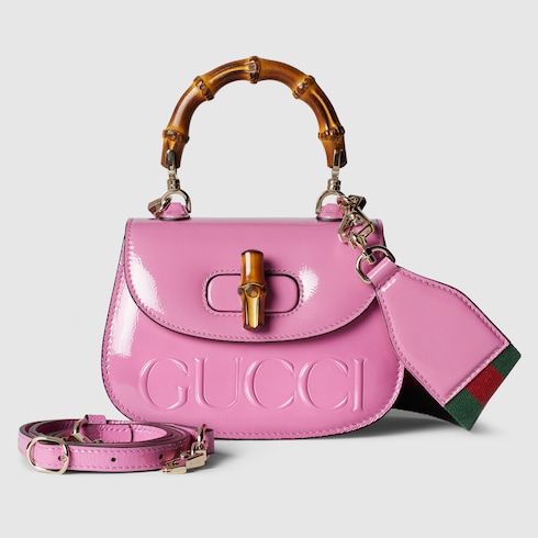 Gucci Bamboo 1947 mini bag Variation pink patent leather - LuxuryEva