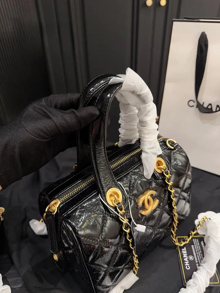 Chanel 25A Bowling Bag – Glossy Calfskin - LuxuryEva