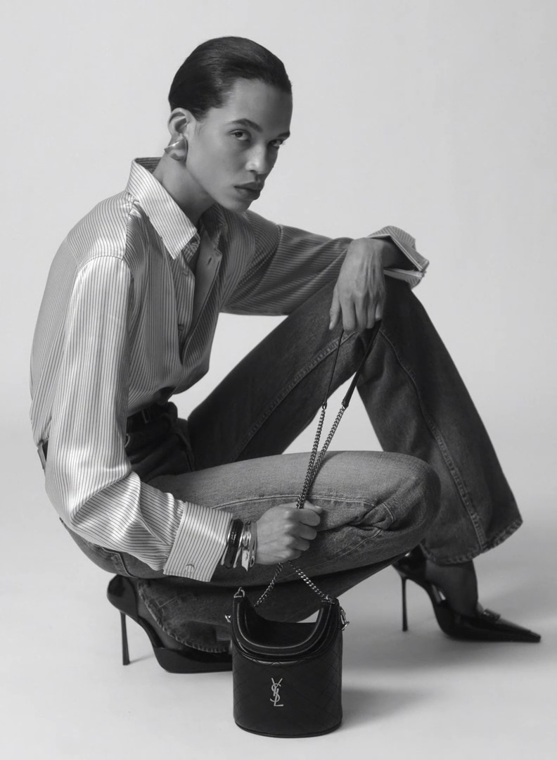 YSL GABY bucket bag in lambskin-Black - LuxuryEva