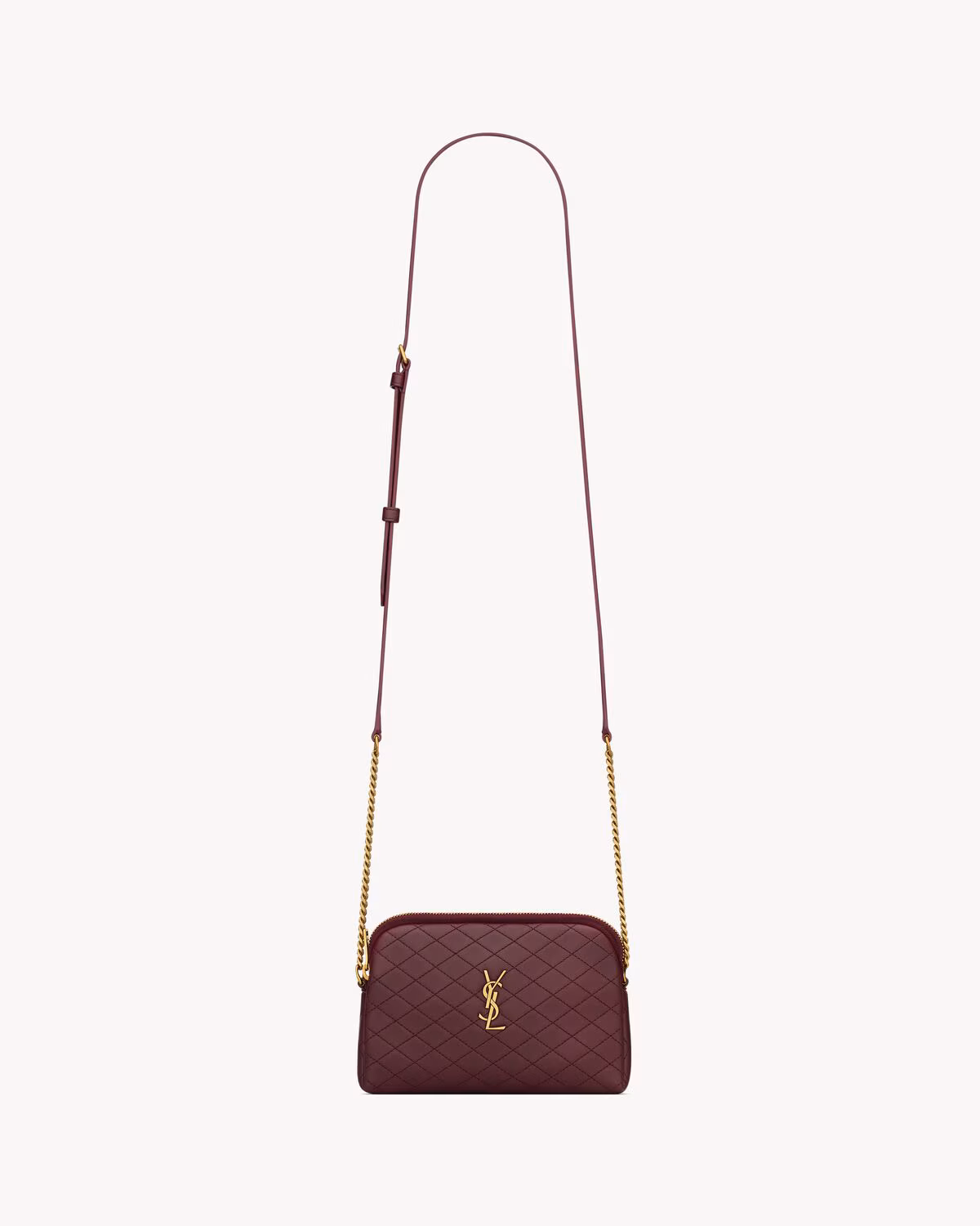 YSL Gaby zipped pouch in quilted lambskin-ROUGE CABERNET - LuxuryEva