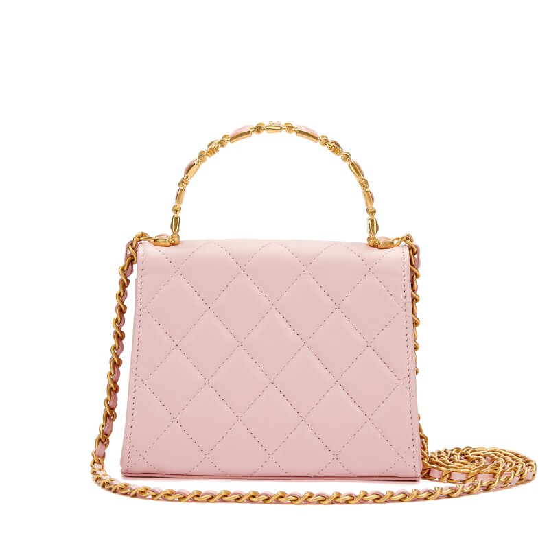 Chanel Baby Pink Quilted Lambskin Top Handle Flap Bag Gold Hardware, 2022 - LuxuryEva