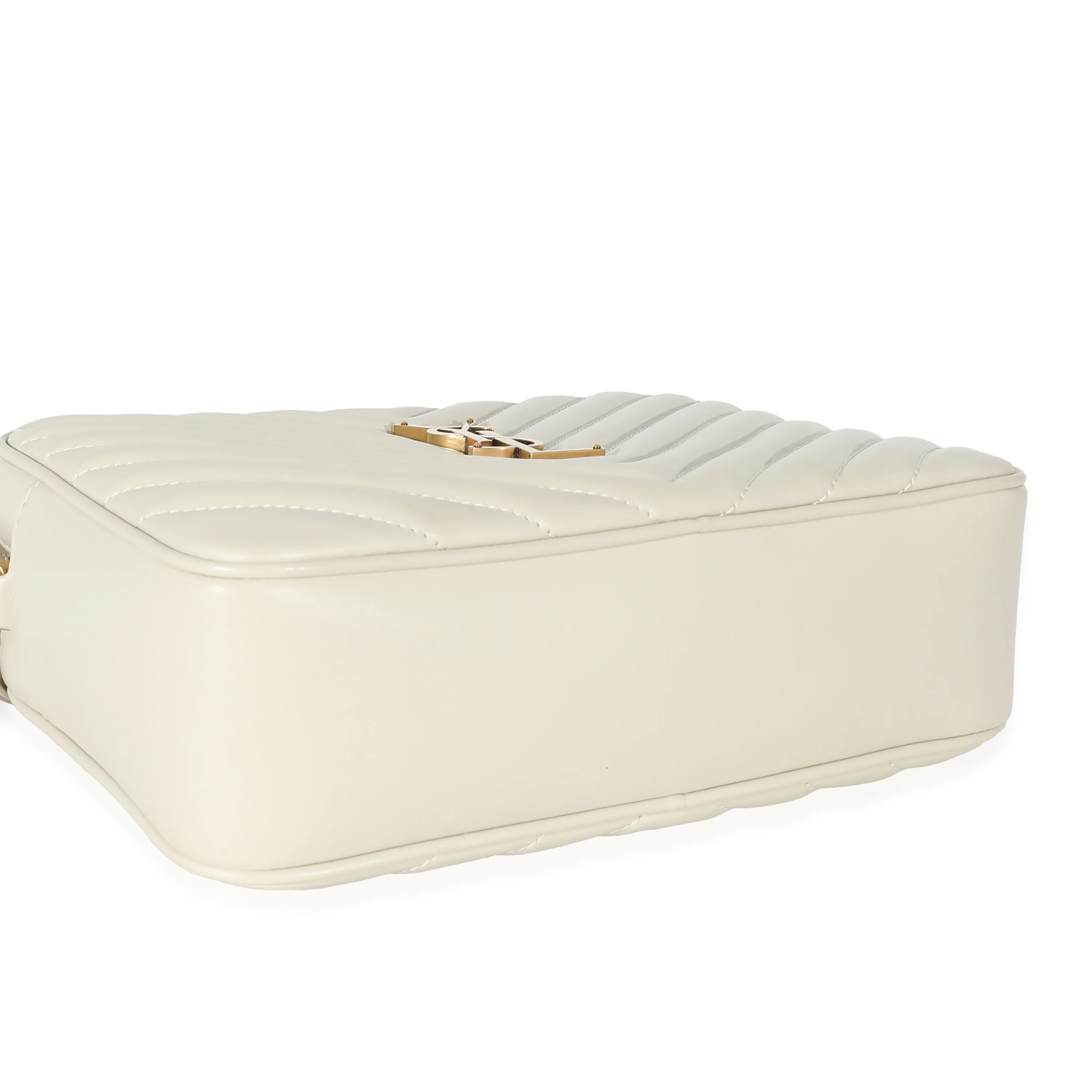 Saint Laurent Crema Soft Chevron Quilted Leather Lou Camera Bag - LuxuryEva