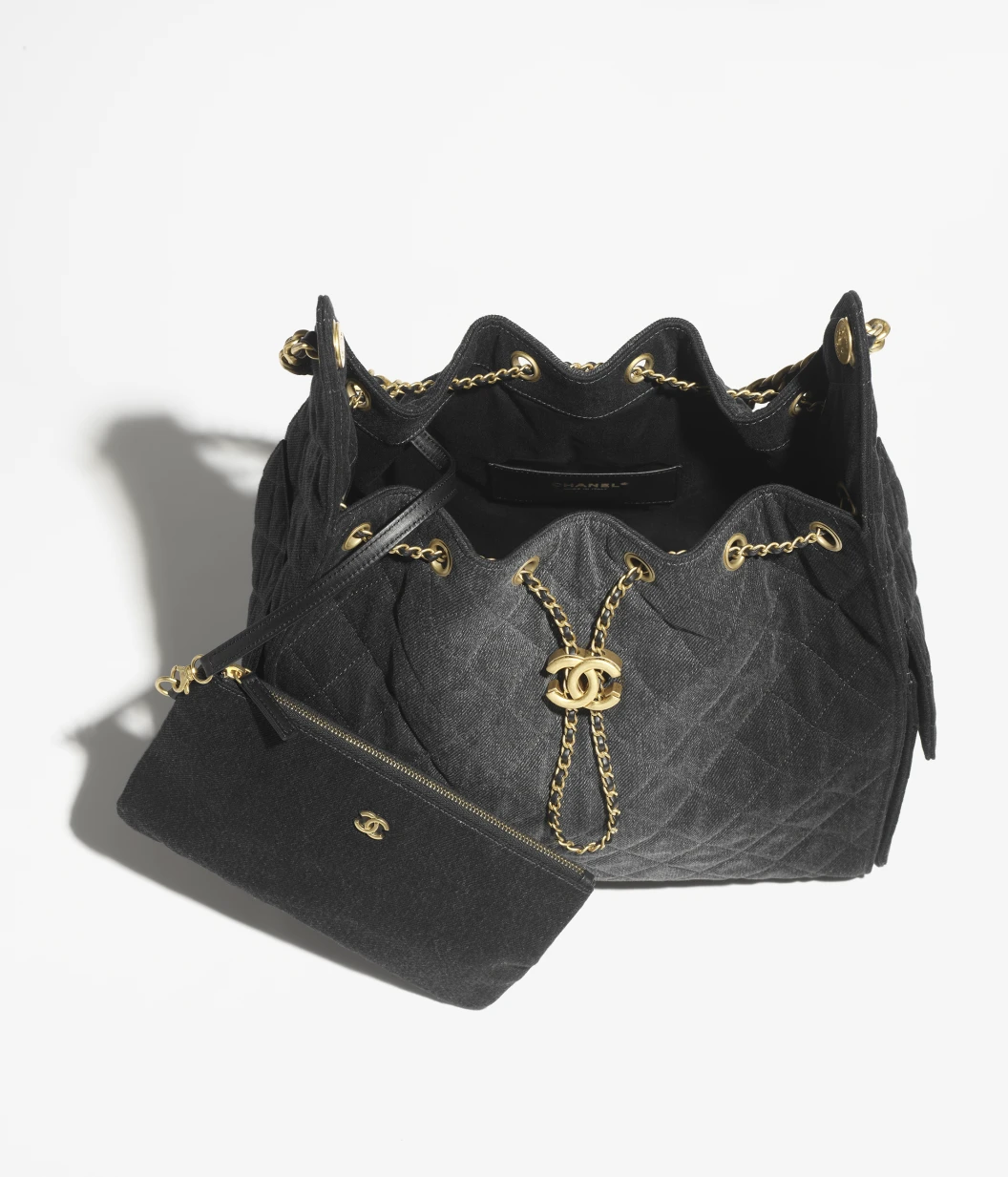 CHANEL 25 Medium Handbag Washed Denim Black - LuxuryEva