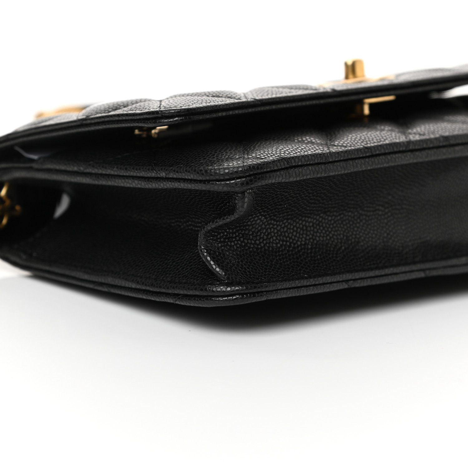 Caviar Quilted Twist Your Buttons Wallet On Chain WOC Black - LuxuryEva