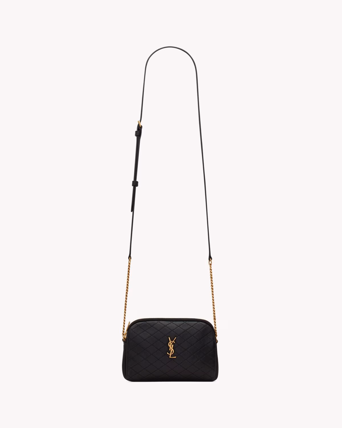 YSL GABY ZIPPERED POUCH IN LAMBSKIN-Black - LuxuryEva