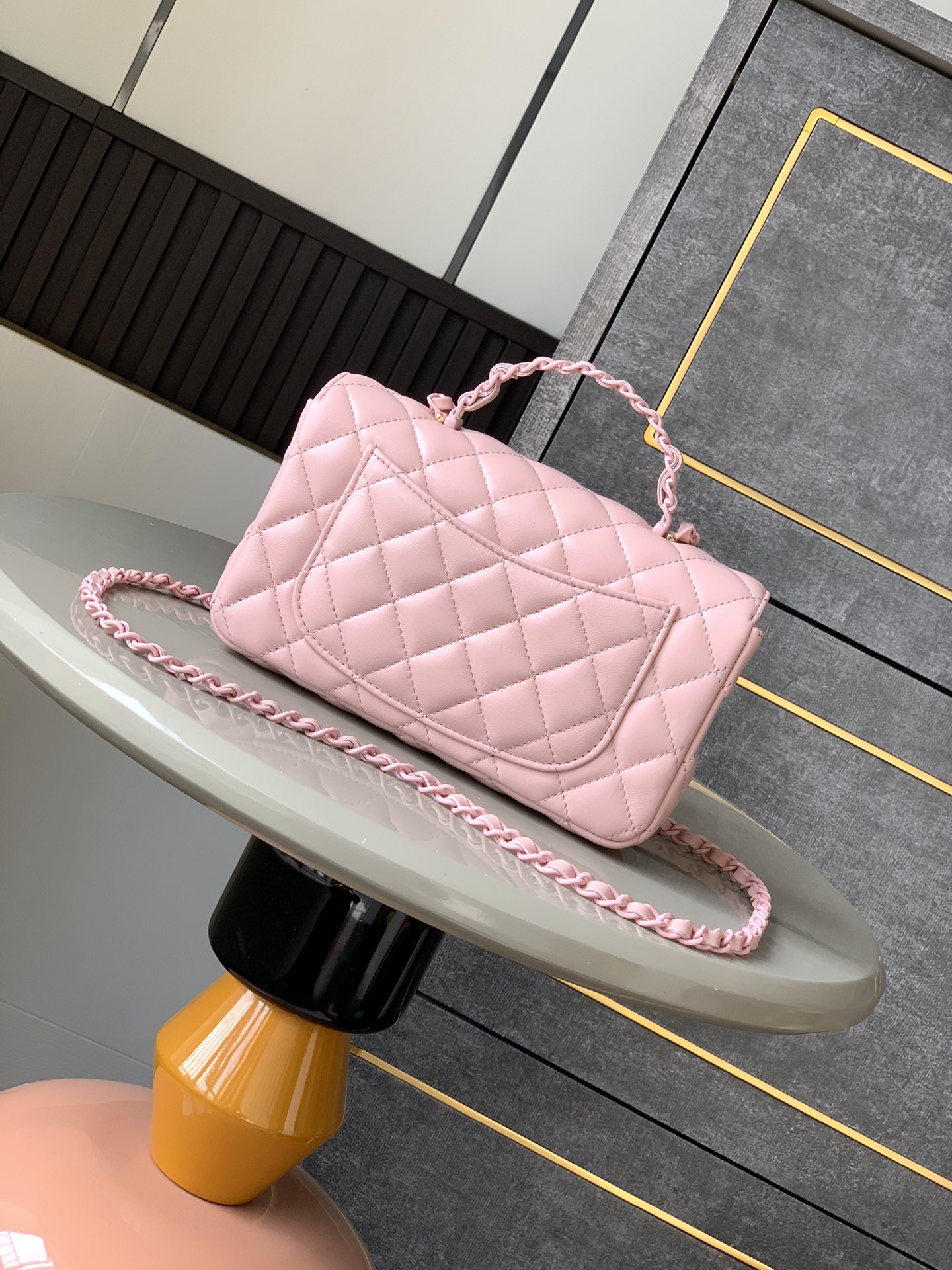 Chanel Mini Flap Bag with Top Handle-Light Pink - LuxuryEva