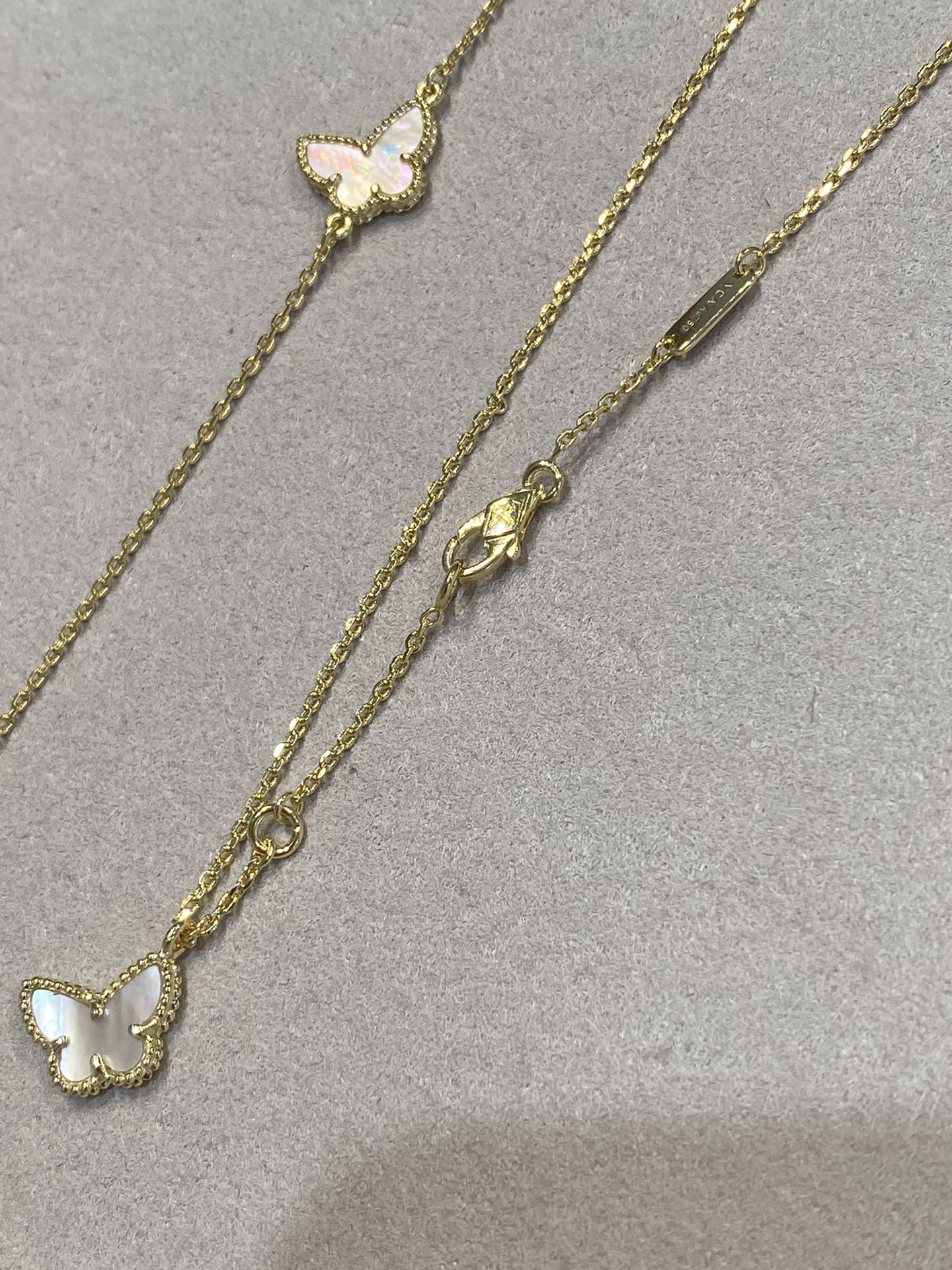 Van Cleef & Arpels Butterfly Mother-of-Pearl Necklace and Bracelet - LuxuryEva