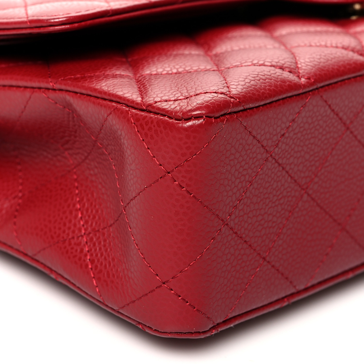 Caviar Quilted Medium Double Flap Red - LuxuryEva
