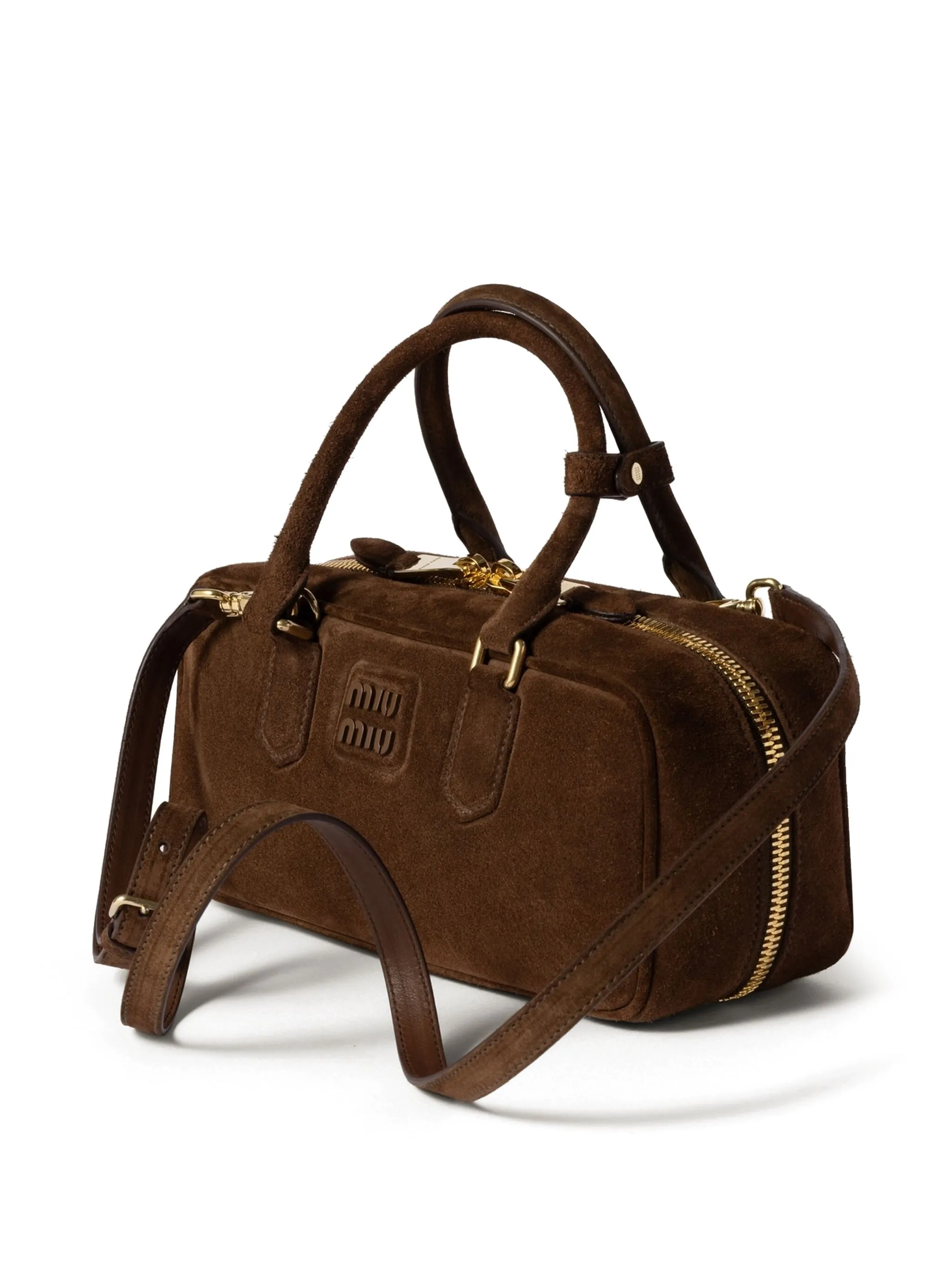 MiuMiu Arcadie padded suede top-handle bag - LuxuryEva