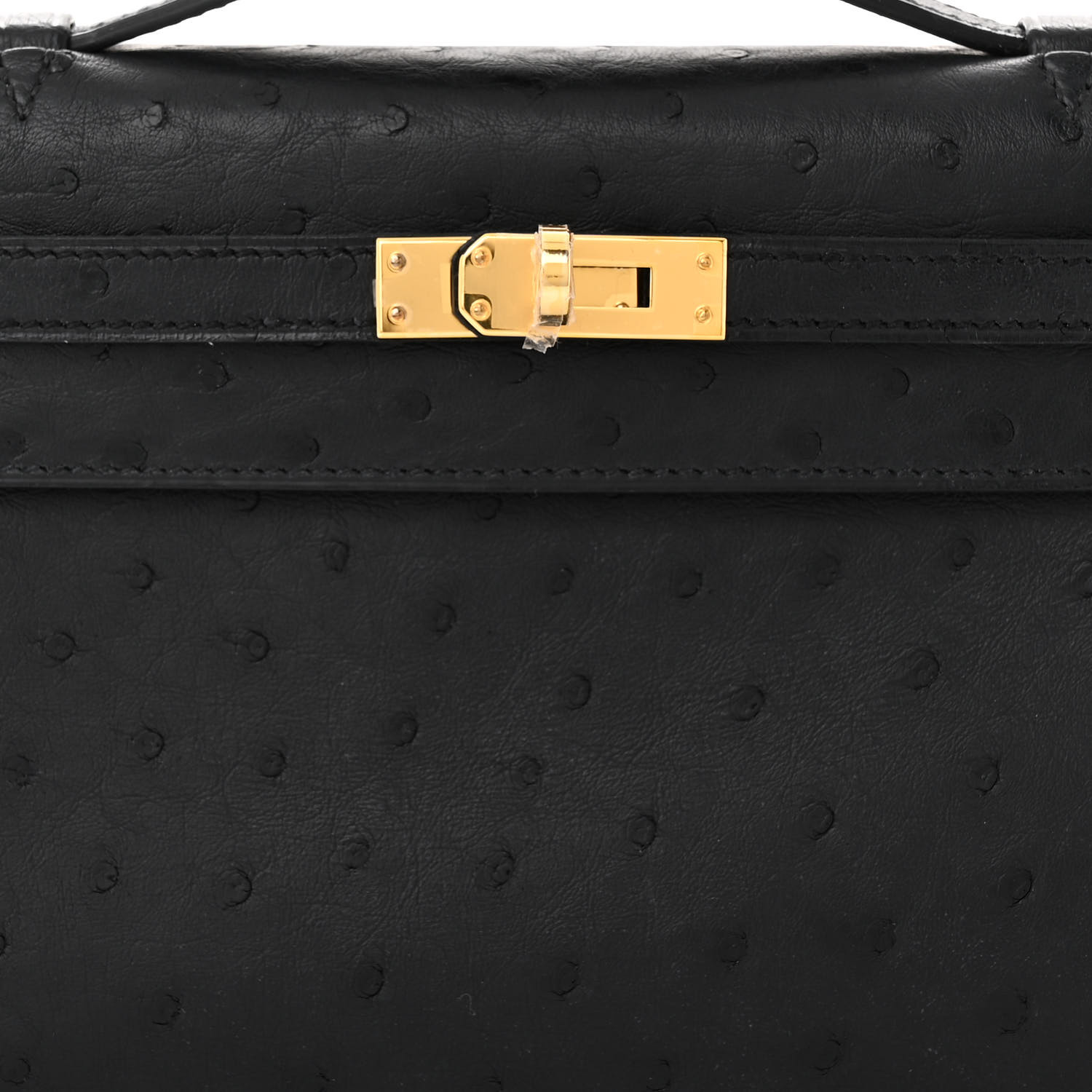 HERMES Ostrich Kelly Pochette Black - LuxuryEva