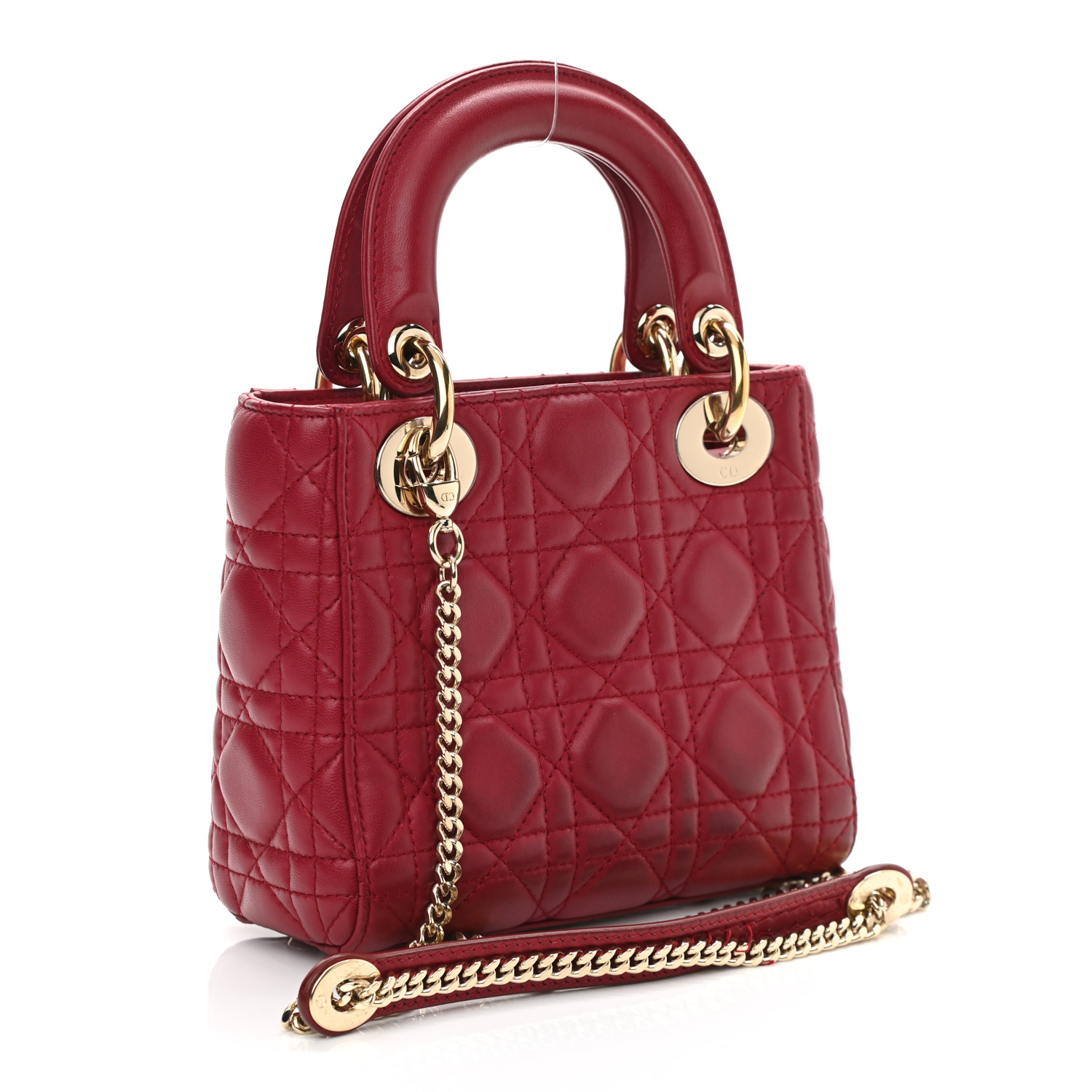 Lambskin Cannage Mini Lady Dior Burgundy - LuxuryEva