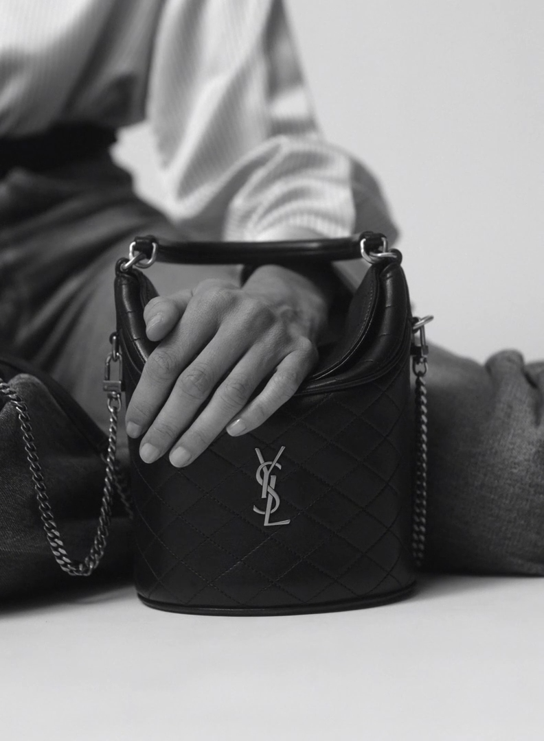 YSL GABY bucket bag in lambskin-Black - LuxuryEva