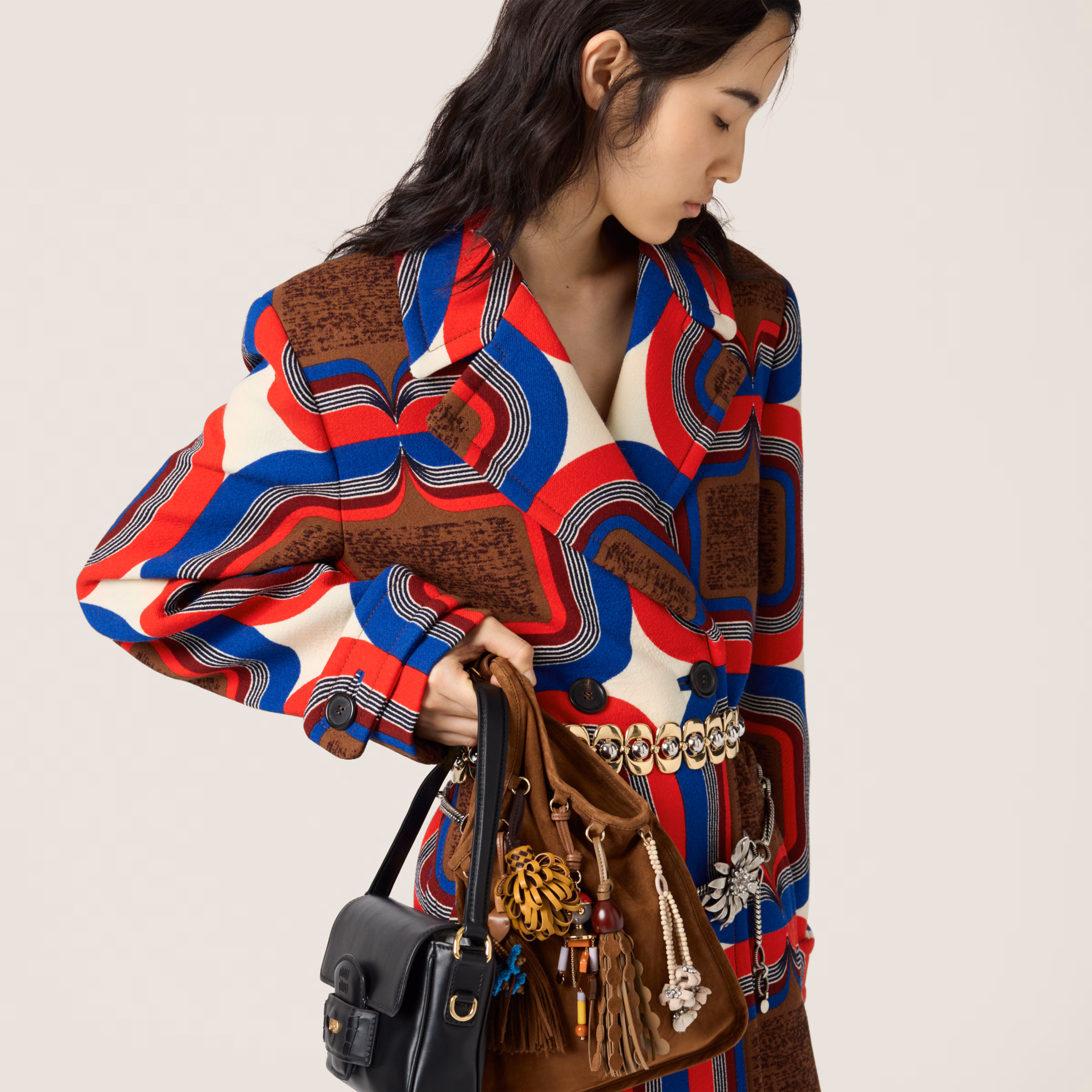 MiuMiu Suede bag with trick-Oak - LuxuryEva