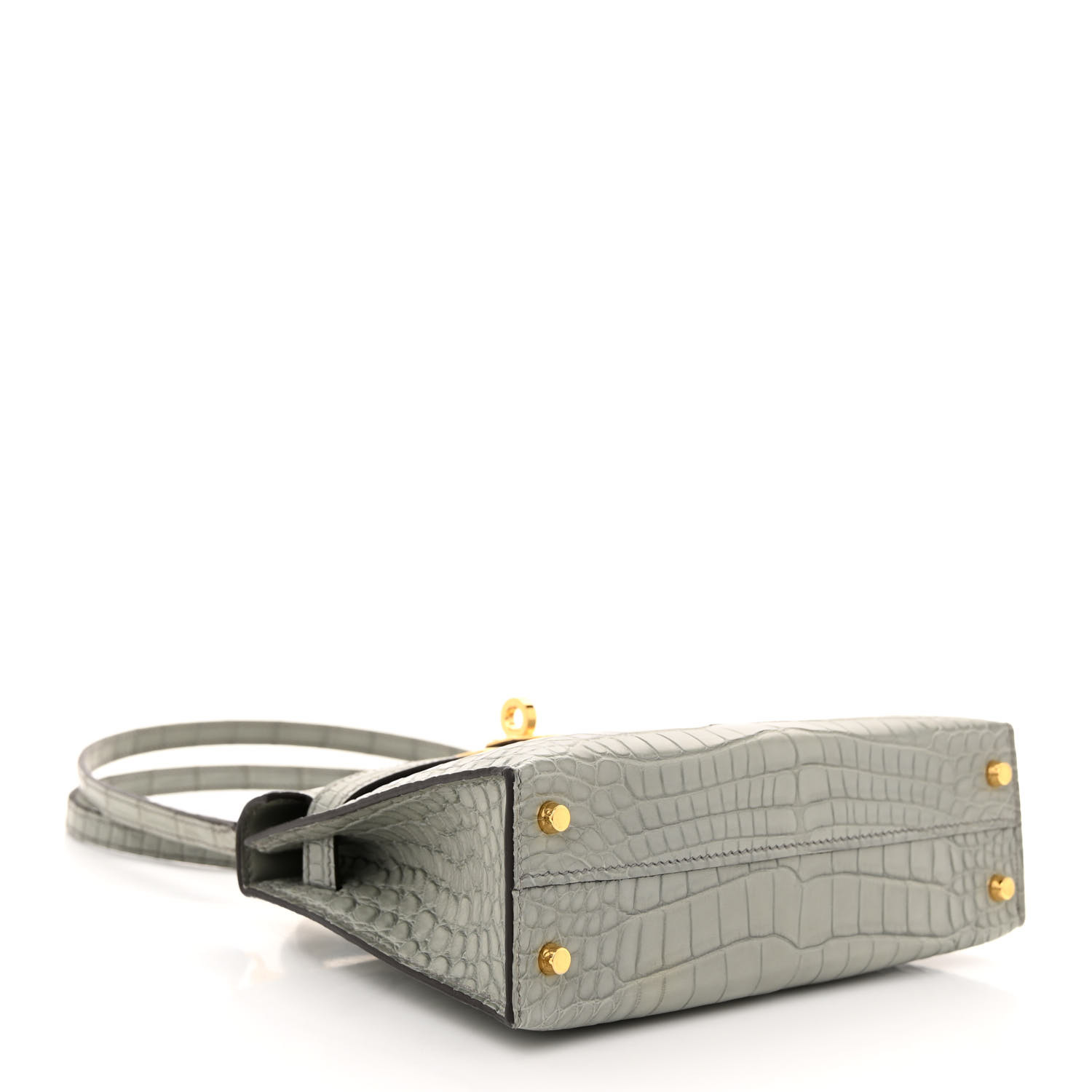 Matte Alligator Mini Kelly Sellier 20 Gris Ciment - LuxuryEva