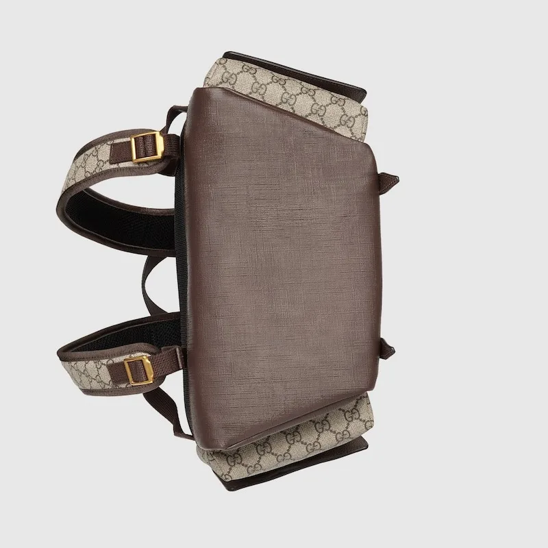 Ophidia Leather and Webbing-Trimmed Monogrammed Coated-Canvas Backpack - LuxuryEva