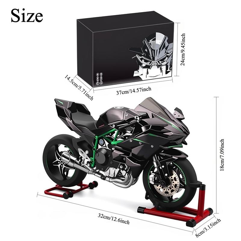 XLG Diecast Motorcycle Model 1:6 Scale Alloy Body Dual Start Sound Effects Display Stand Electric Toys for Kids Gifts Black - Dvvgowev