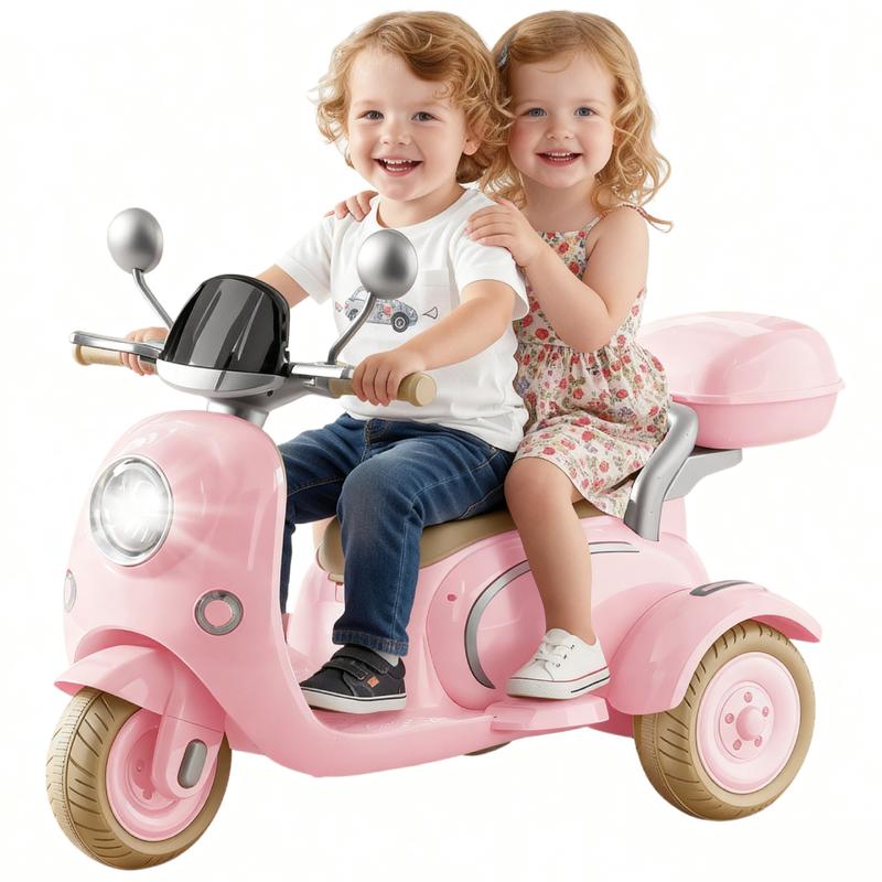 HEIMILI Electric Kids Motorcycle with Storage,Electric Scooter for 3 Year Old,3-Wheel 12V Ride On Scooter for Kids, Motorcycle for Girls, Ideal Moped for Girls Ages 3-6 Trike Bike Toddler Tricycle - Dvvgowev