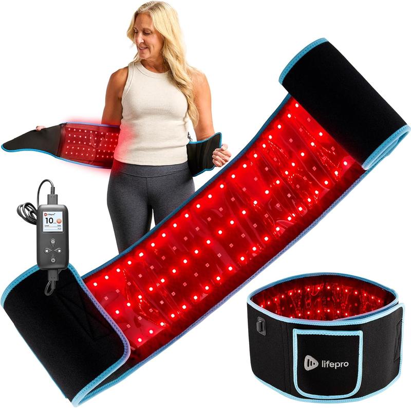 LifePro AllevaRed Light Therapy Belt - Lifetime Warranty - 660nm Red + 850nm NIR - 105 Triple LED - Skin & Muscle Support - Portable Wraparound - Remote Control - Dvvgowev