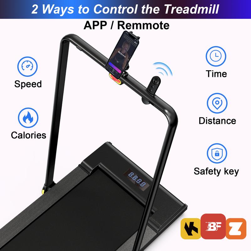 8.7MPH LICHICO Treadmill with 4-Level Incline, Flat/Incline Modes, Remote Control, Quiet Motor, Stable 2-in-1 Running Machine for Home & Office Fitness - Dvvgowev