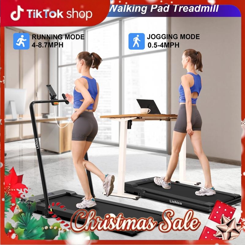 8.7MPH LICHICO Treadmill with 4-Level Incline, Flat/Incline Modes, Remote Control, Quiet Motor, Stable 2-in-1 Running Machine for Home & Office Fitness - Dvvgowev