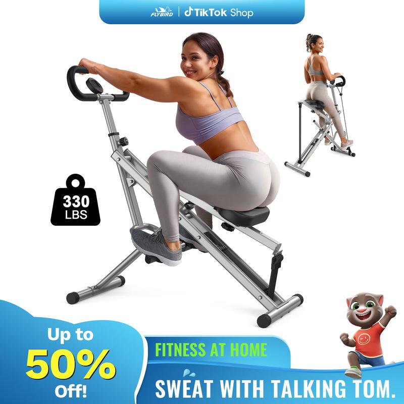 FLYBIRD Squat Machine for Home, 330lbs Foldable Core Exercise Machine, Adjustable 4 Resistance Bands, Ride & Rowing Machine for Glutes, Thighs, Ab Back/Leg Press Hip Thrust - Dvvgowev