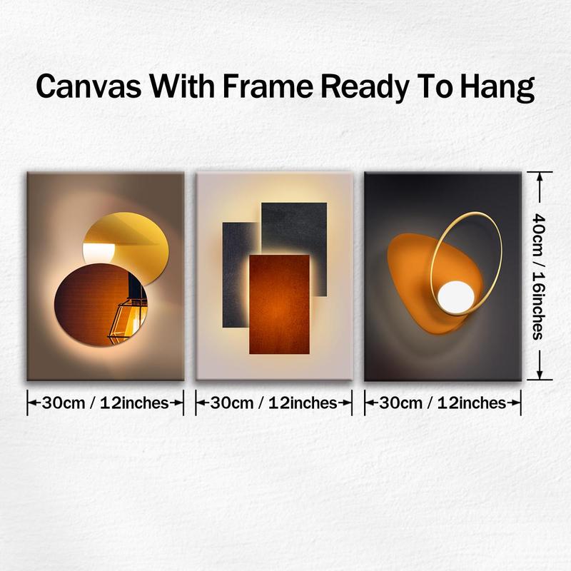 Wooden Framed Canvas Painting, 3 Counts Multi-Dimensional Effect Spray Painting Poster, Wall Art Decor Modern Home Decor for Home Living Room Bedroom Office - Dvvgowev