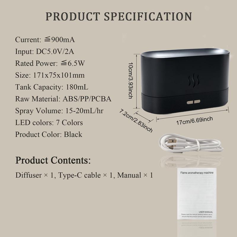 Colorful Flame Air Aroma Diffuser Humidifier with Essential Oils, With Long-lasting Scents, 7 Flame Colors Noiseless Essential Oil Diffuser for Home,Office,Yoga #TOP PICKS - Dvvgowev