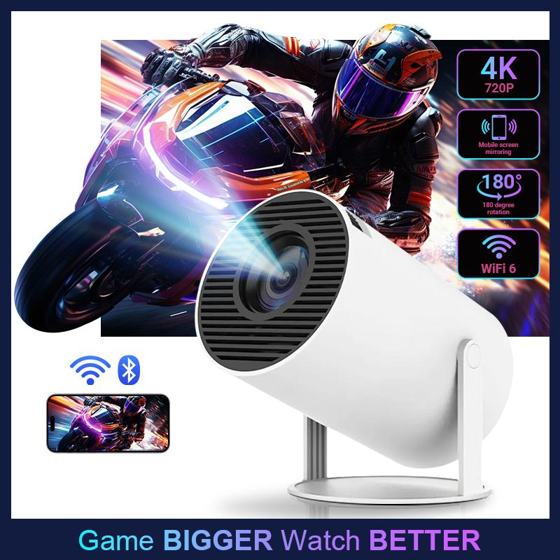 HY300Pro+ Portable Projector Outdoor Mini 4K Decoding with 5G WiFi 6 & BT 5.0 720P Full HD 160 ANSI Lumens for Android Audio Bluetooth Gaming Home Theater - Dvvgowev