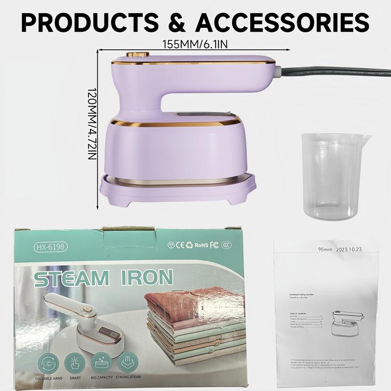 Portable Travel Steam Iron, Mini Handheld Clothes Steam Iron, Folding Design Mini Steam Iron, Travel College Dormitory Home Essential Steam Iron, Handheld Garment Steamer - Dvvgowev