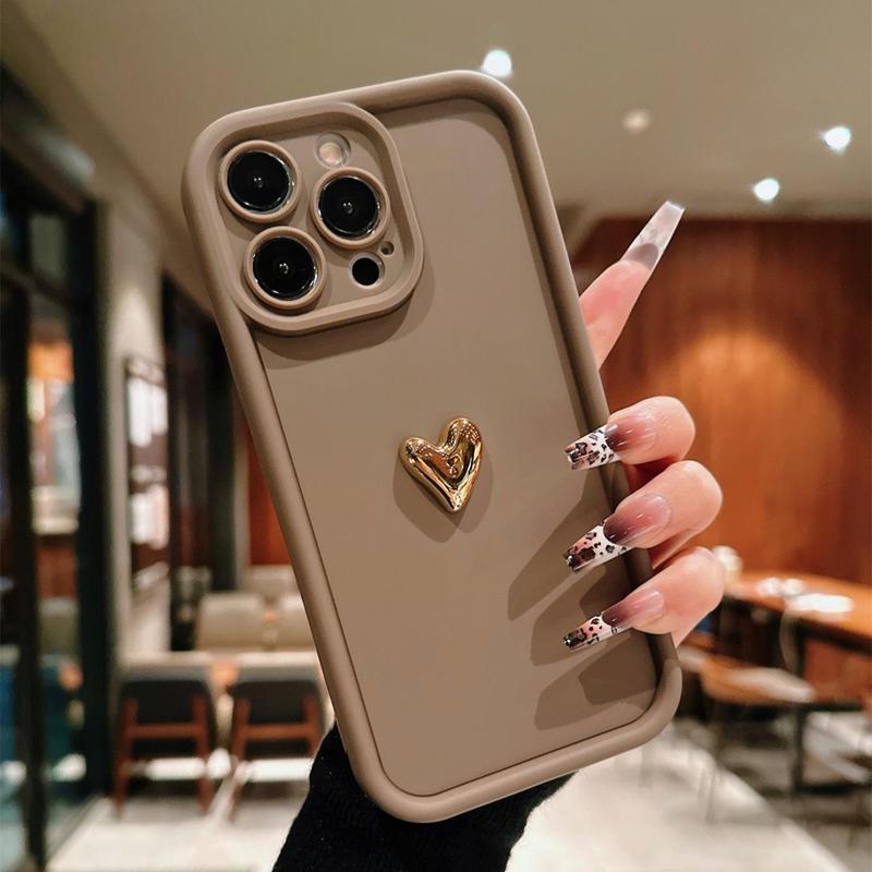 Heart Pattern Phone Case, 1 Count Anti-drop Phone Protective Case, Total Protective Shockproof Mobile Phone Cover for iPhone 11 12 13 14 15 16 Series - Dvvgowev