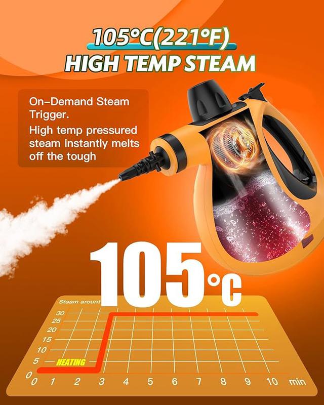 1200W Powerful Handheld Steam Cleaner with Detergent Container and Safety Lock with 12 Accessories, Multi-Purpose Pressurized Handheld Steamer/Steam Mop for Kitchen, Bathroom, Windows and Floors, Furniture and Kitchen Appliances, etc.Black Friday. - Dvvgowev