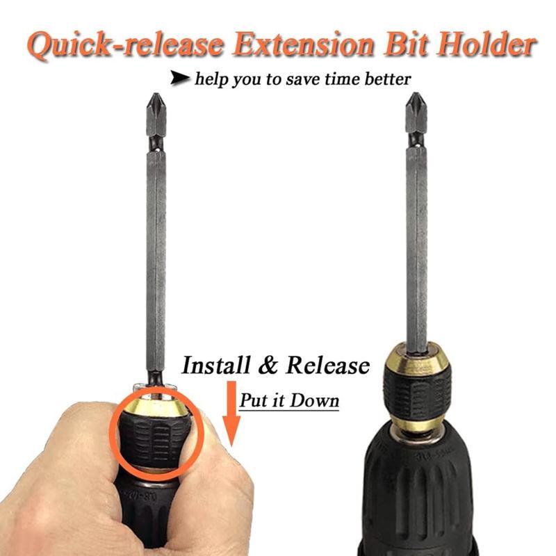 Quick-release bit holder,Self-locking Drill Bit Holder,1/4 Inch Hex Shank Extension Rod Screwdriver Bit Holder Set Quick Release Chuck Adapter Connector for Power Drill Tool. - Dvvgowev