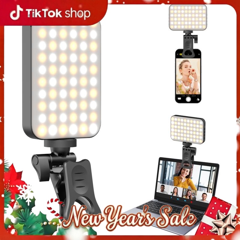 Rechargeable Selfie Light, Clip Fill Light for Phone Laptop Tablet Portable Light for Video Conference Live Streaming Zoom Call Makeup Picture (Black) - Dvvgowev