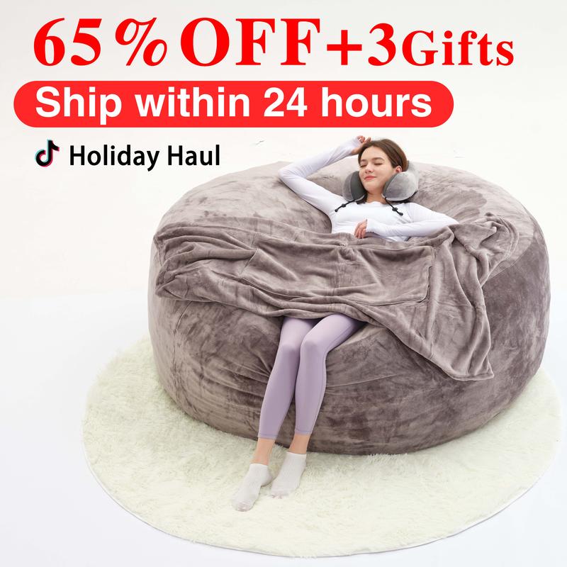 3FT/4FT/5'FT/Jumbo(with Filler) bean bag Lazy sofa beanbag Chair Ship Free High-Rebound Memory Foam Furniture Flannel Cover Removable - Dvvgowev
